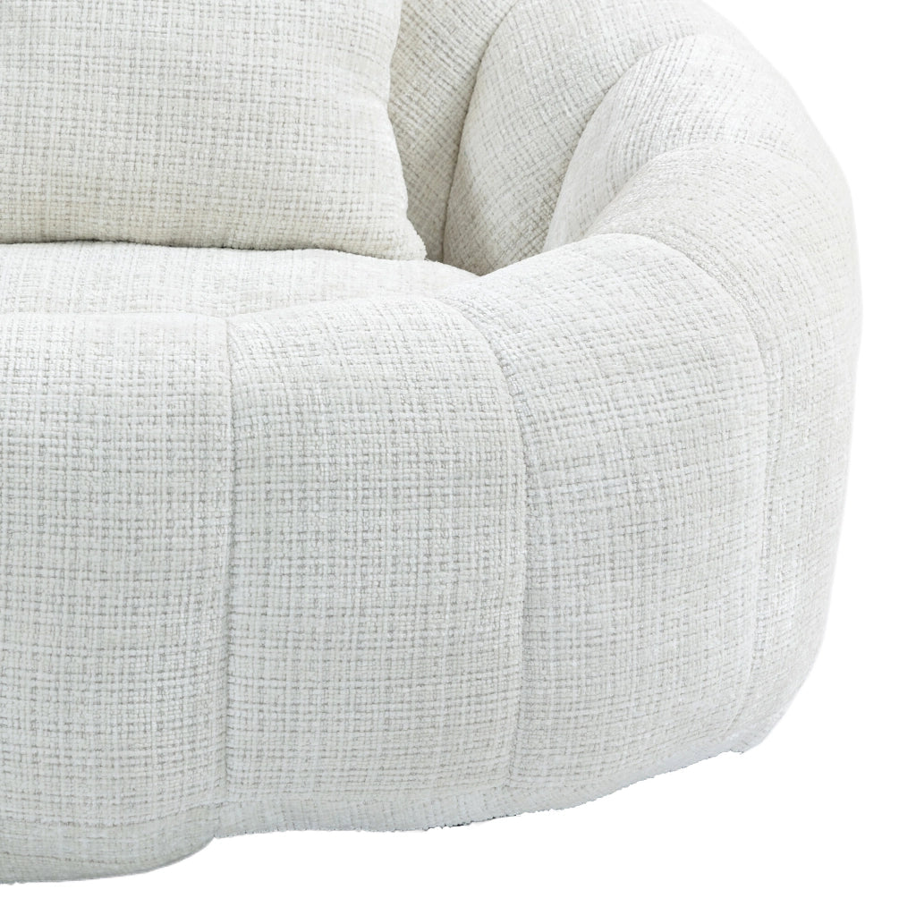 Sacco poltrona a due posti in ciniglia beige; 150x95x63 cm; con schiuma memory