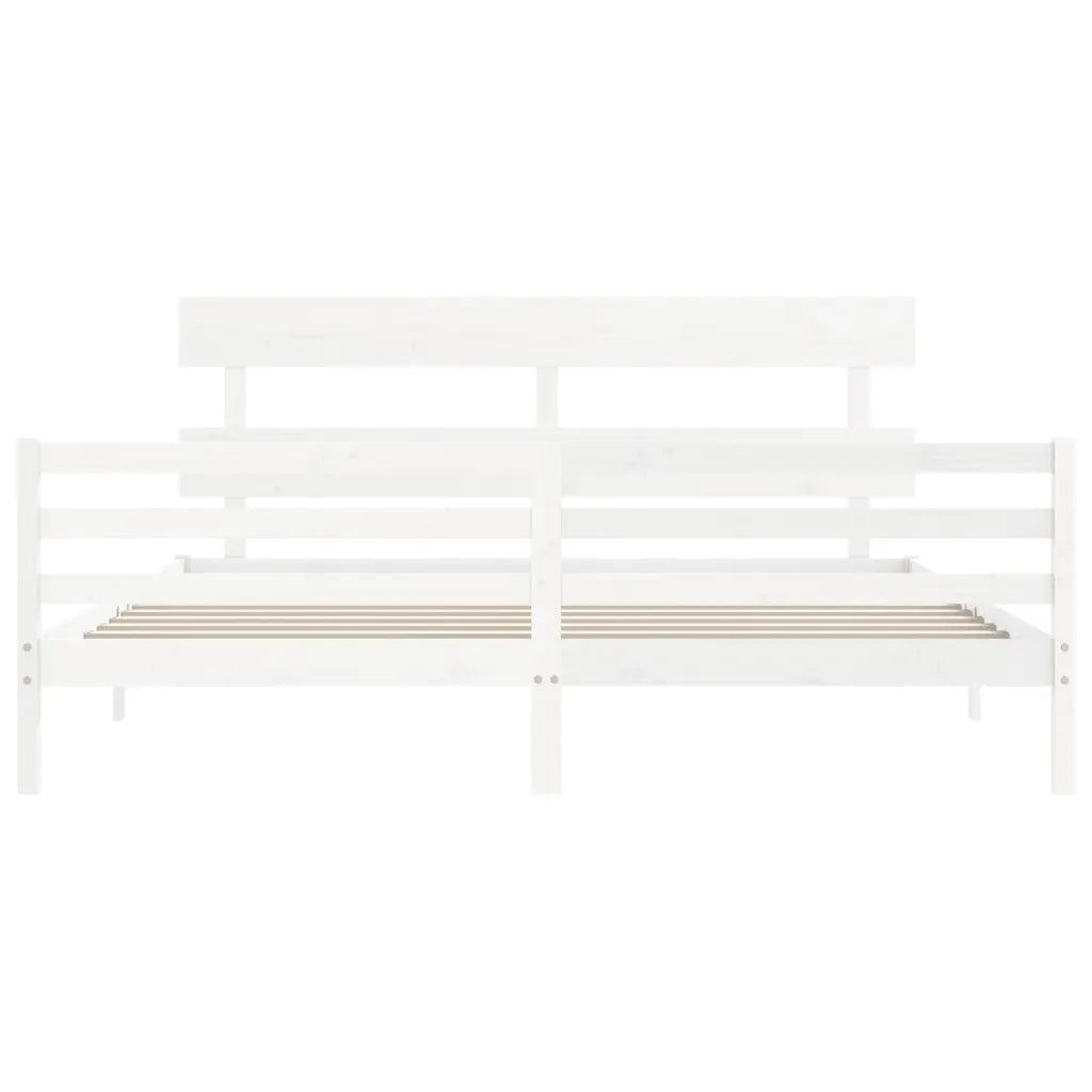 Giroletto con Testiera Bianco 200x200 cm in Legno Massello 3195112