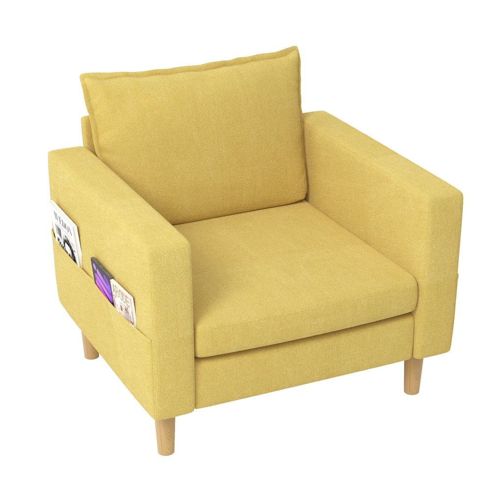 POLTRONA Relax 71x68x82 cm Chenille Senape con tasche laterali