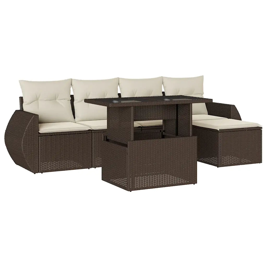vidaXL Set Divano da Giardino 6 pz con Cuscini Marrone in Polyrattan