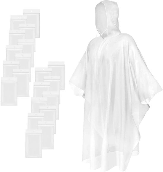 Poncho trasparente con cappuccio - Impermeabile e monouso - Ideale per festival e attività all'aperto