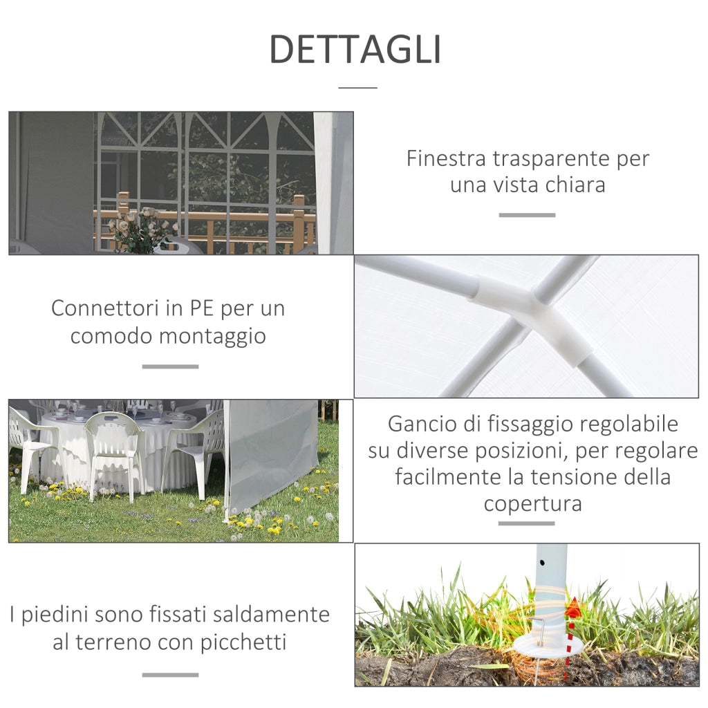 Tendone da Giardino Pieghevole ¨C Zephmum ¨C 5.83x2.95 m, Bianco, con Pannelli Rimovibili
