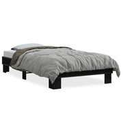 Letto singolo | Letto per adulti | Giroletto Nero 75x190 cm in Legno Multistrato e Metallo