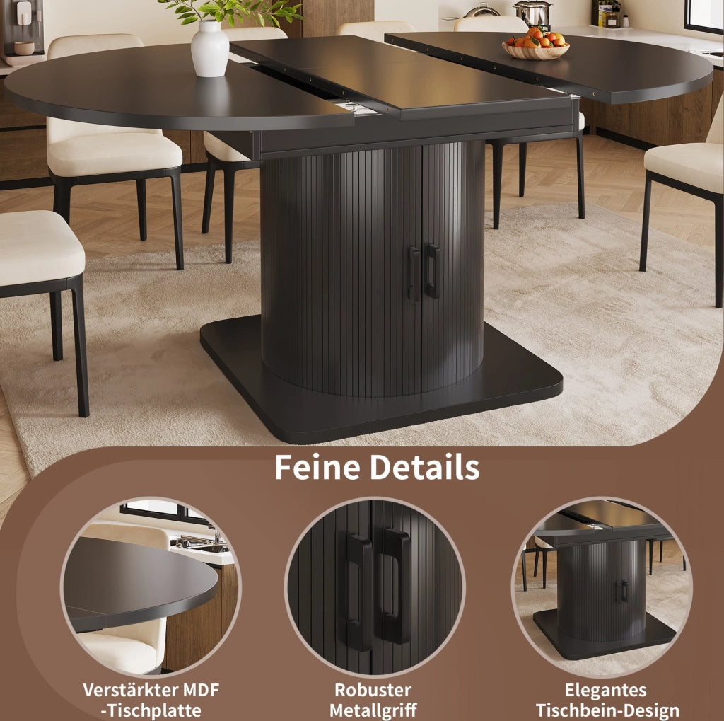 Tavolo da pranzo allungabile con contenitore in MDF nero