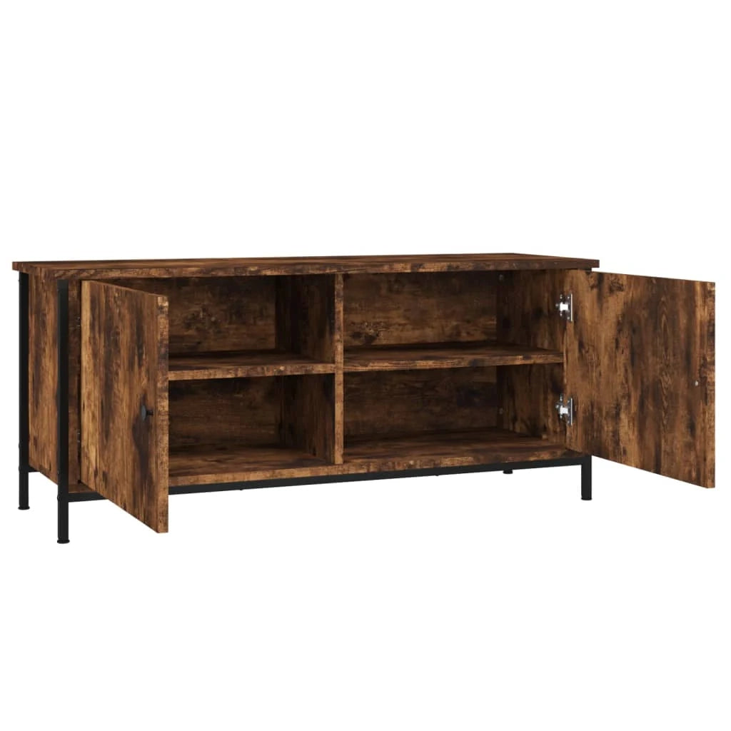 Mobile TV multimediale scaffale TV credenza mobile TV sala da pranzo soggiorno camera da letto con ante rovere affumicato 102 x 35 x 45 cm legno ingegnerizzato marrone 02_0026898