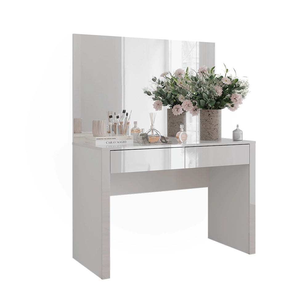 Vicco Tavolo da toilette Bianco lucido/bianco 110 cm con specchio