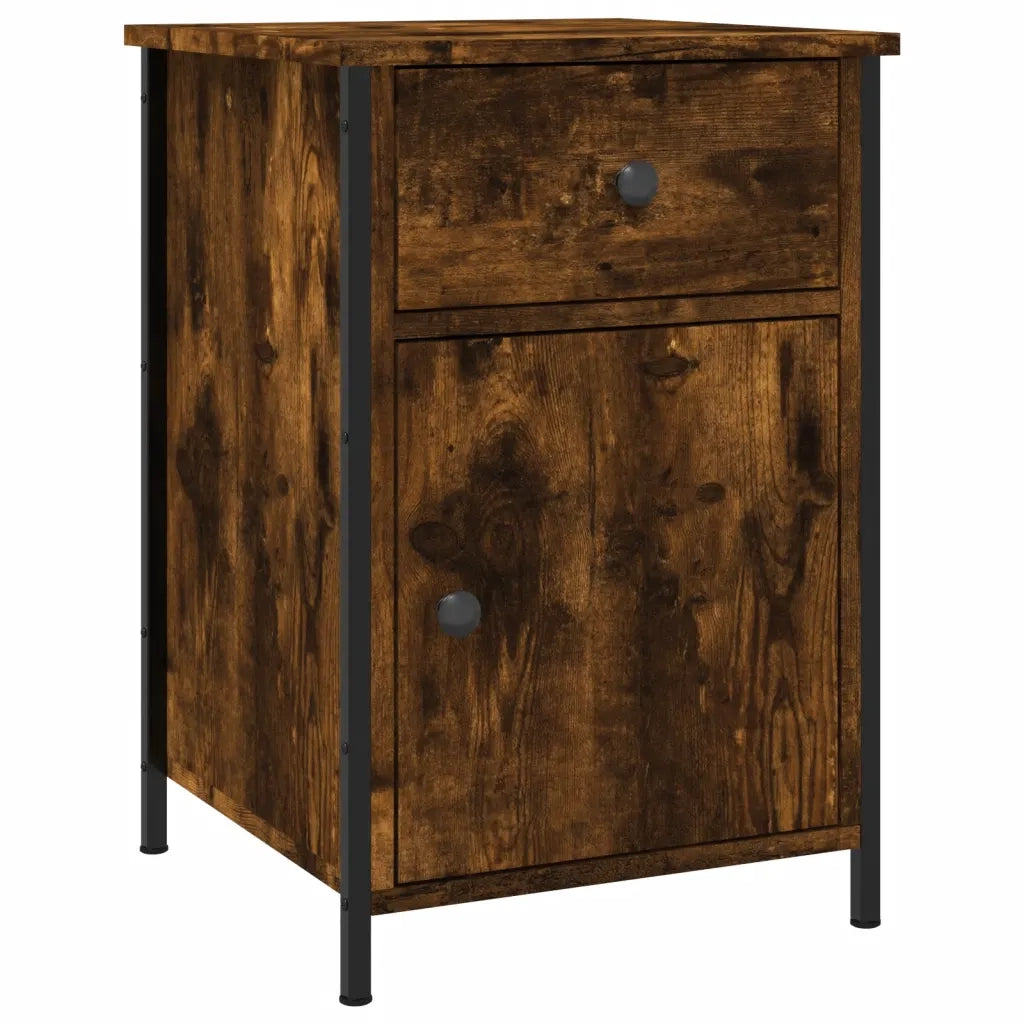 Set di 2 Comodini | Armadio da Notte | Mobiletto da notte Rovere Fumo 40x42x60 cm in Legno Multistrato