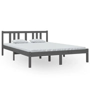 Letto matrimoniale | Letto per adulti | Giroletto Grigio in Legno Massello 140x200 cm
