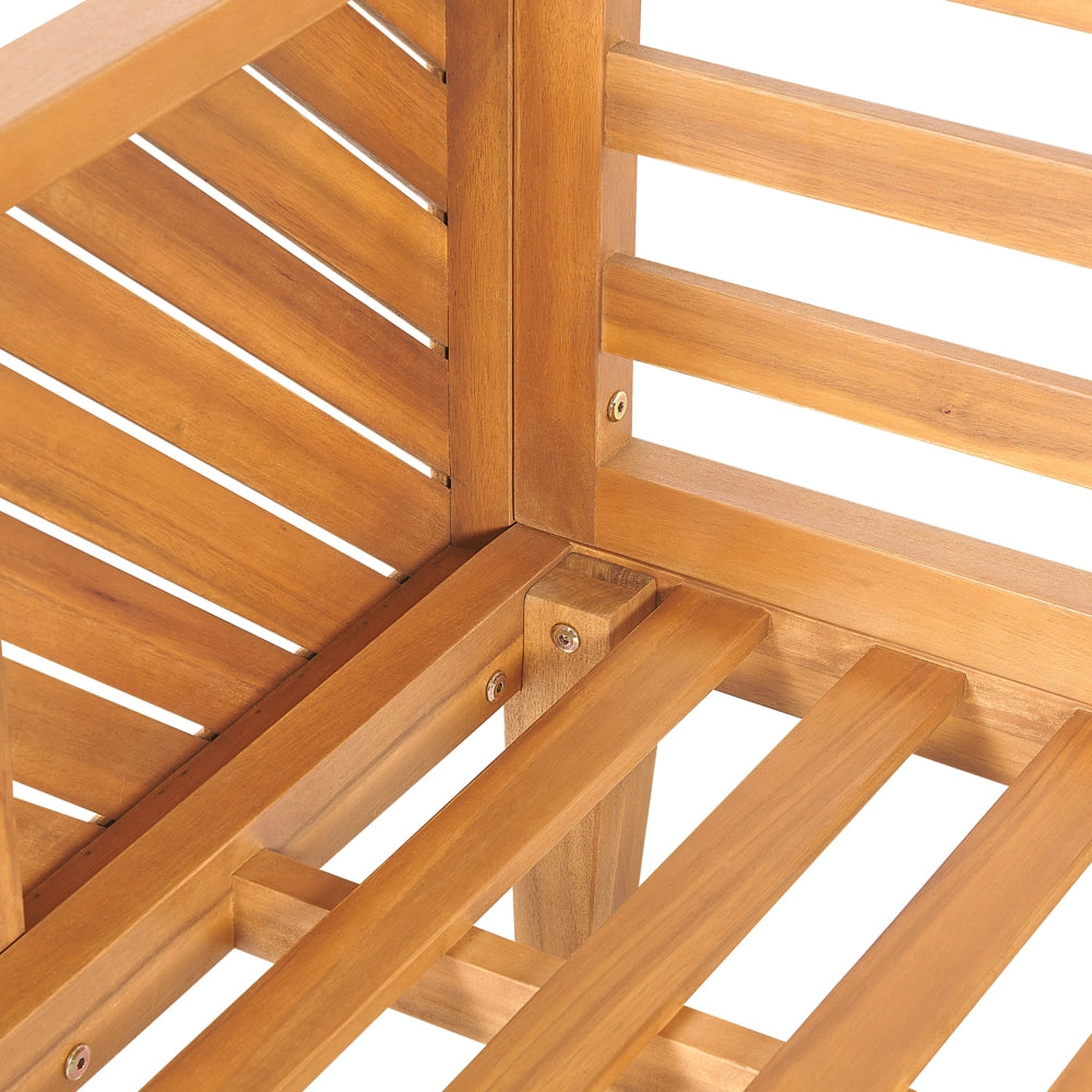 Set divani da giardino in legno di acacia cuscini beige chiaro 4 posti con tavolino design moderno set conversazione per esterni