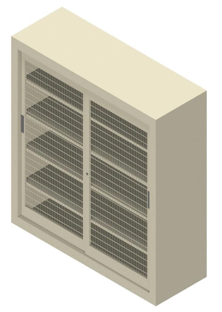 Armadio per archivio documenti da ufficio con piani interni regolabili in altezza e ante in rete cm. 180x60x200H