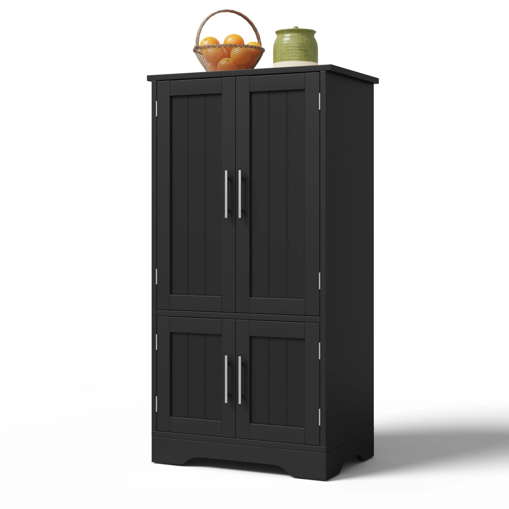 Credenza alta moderna 120x60x40 cm in MDF, 4 ante, con luce LED a sensore, nero
