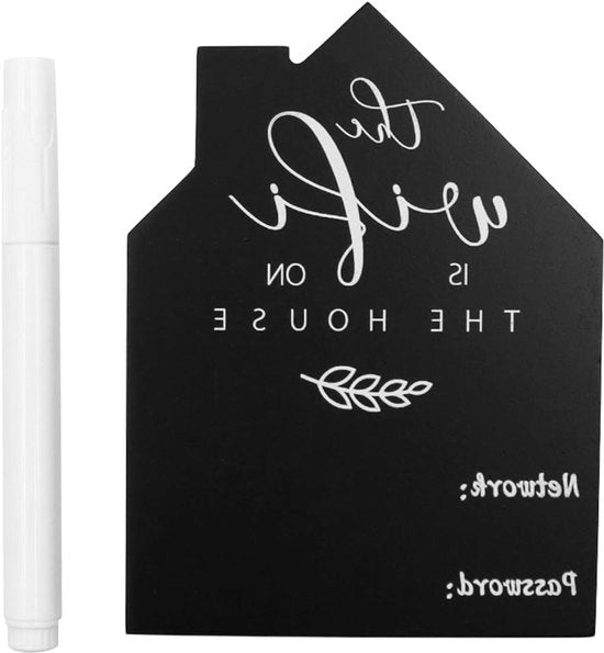 Pannello WiFi in legno a forma di casa con pennarello cancellabile - Ideale per uso domestico, salotto, negozio o ufficio