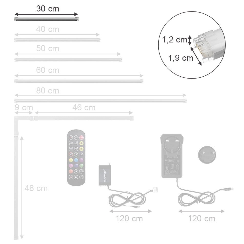 Vicco Striscia LED bianca 30 x 1,5 x 1,5 cm