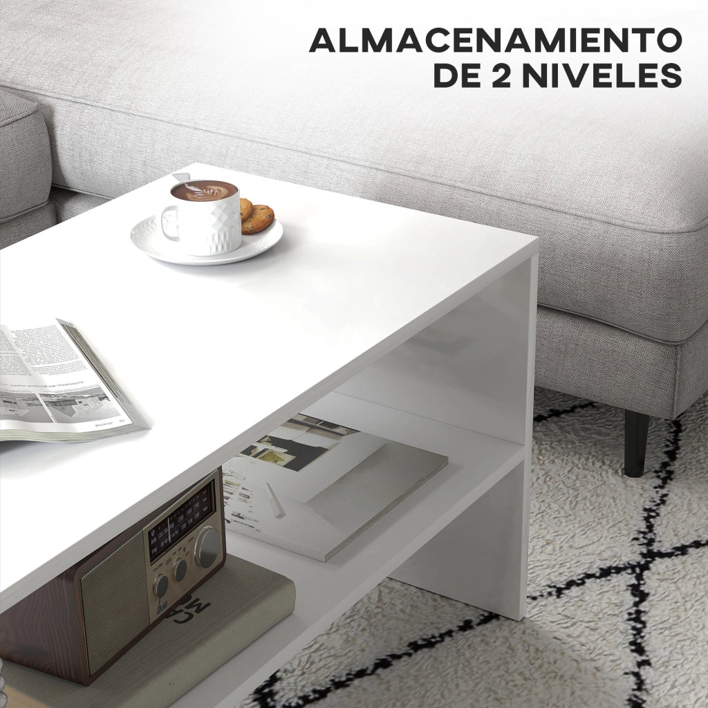 Tavolino da caff¨¨ con ripiano aperto ¨C Zephmum ¨C Bianco brillante 100x40x41,5 cm