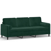 Divano | Divano da soggiorno | Sofa a 3 Posti con Cuscini Verde Scuro 180 cm in Velluto