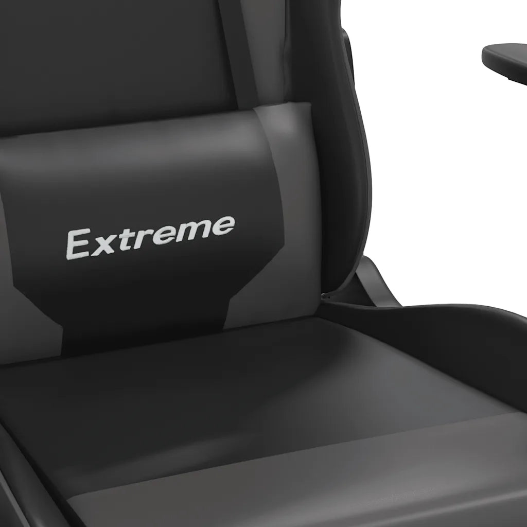 Sedia da Gaming | Sedia da e-sports Massaggio Poggiapiedi Nero e Grigio Similpelle