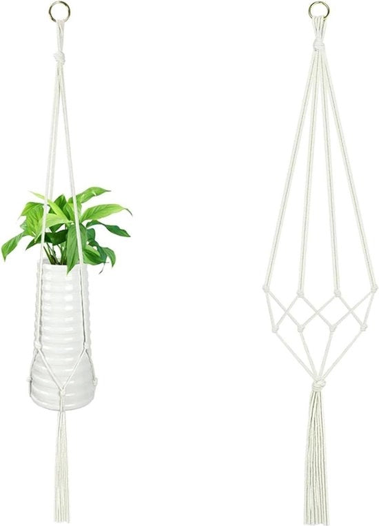 Sostegno per piante - Lampada da parete per piante - Decorazione boho - Corda di cotone - Fiori - Decorazione per balconi - Decorazione per parete - 105 cm