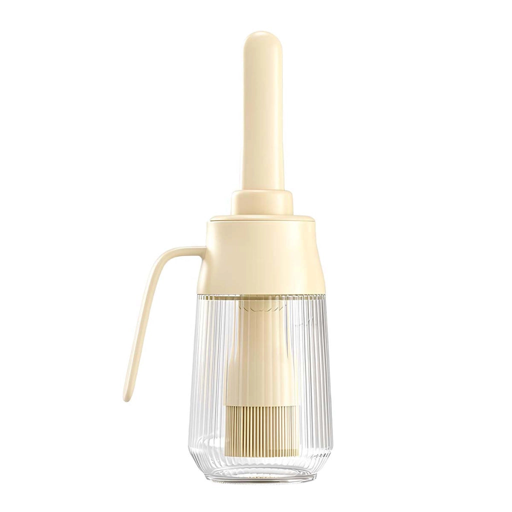 Flacone Spazzola per Olio 300ml in Vetro con Pennello in Silicone Integrato Beige Avizar