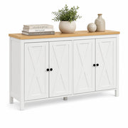 Credenza 140x40x78 cm in MDF bianco， 4 ante e 2 ripiani