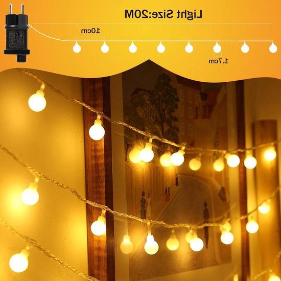 Fascia di illuminazione per esterno 20 m 150 led con presa per esterno e interno 8 modalità di illuminazione IP45 impermeabile ideale per Natale matrimoni feste giardino luce calda bianca