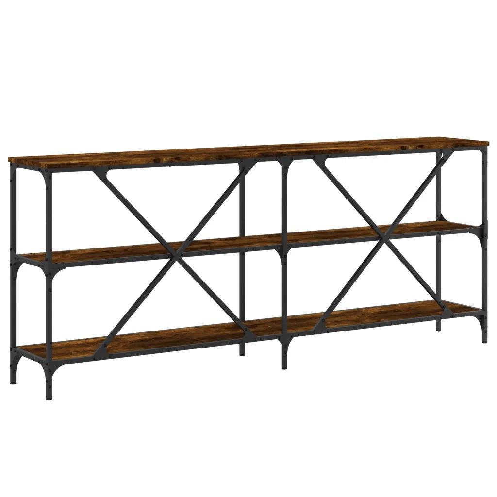 Tavolo Consolle Rovere Fumo 180x30x75cm Legno Multistrato Ferro 832855