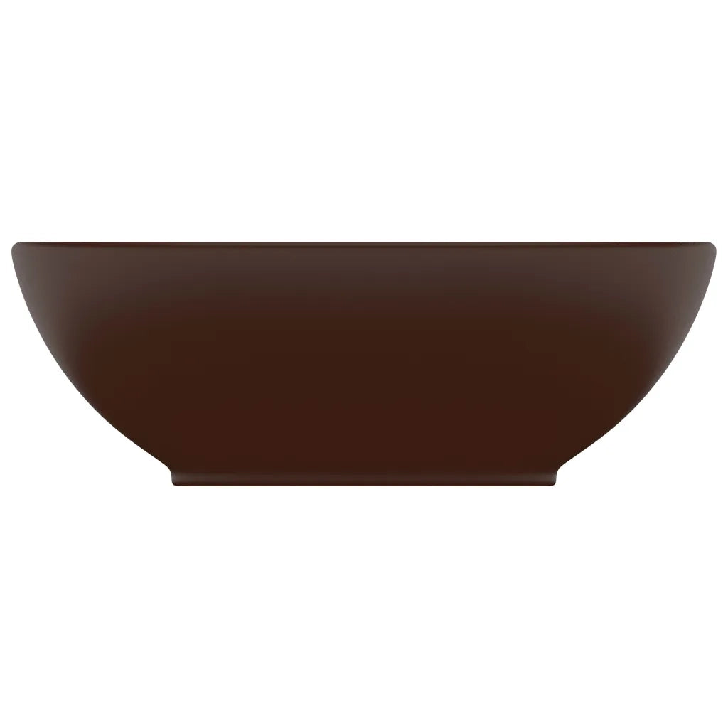 Lavandino Lusso Ovale Marrone Scuro Opaco 40x33 cm in Ceramica