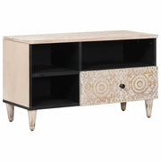 Mobile TV-Credenza per TV Bianco 80 x 33,5 x 46 cm Legno di mango massello