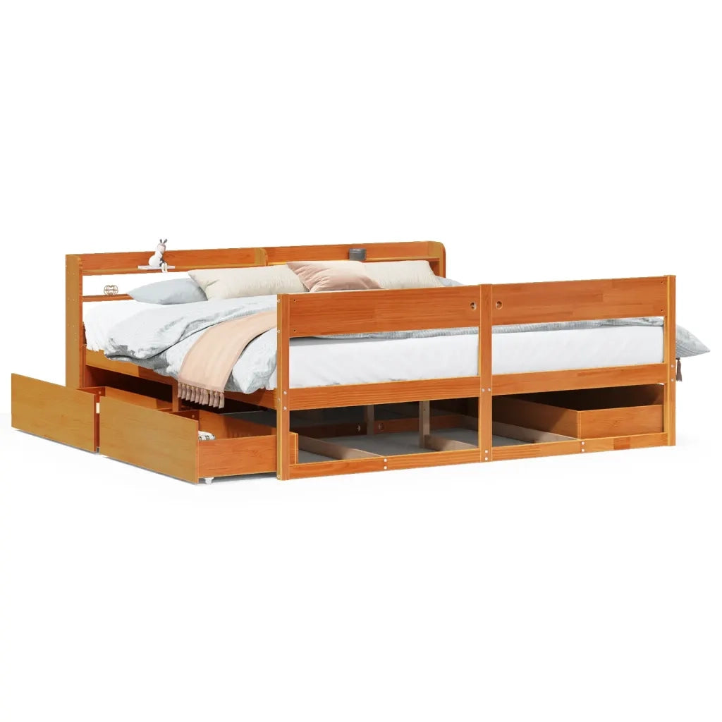 Letto senza Materasso Marrone Cera 200x200 cm in Legno di Pino 3307112