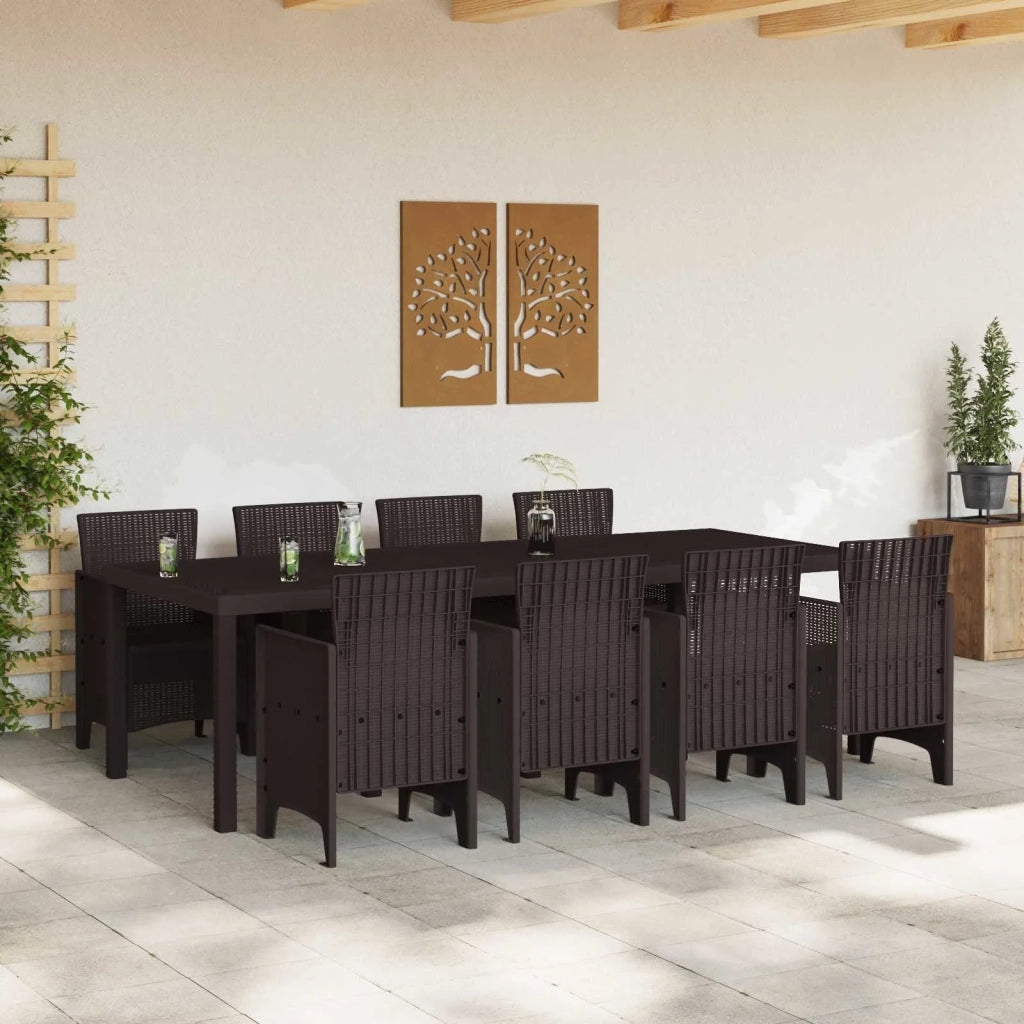 Set da Pranzo per Giardino 9 pcs Marrone Polipropilene 3378737