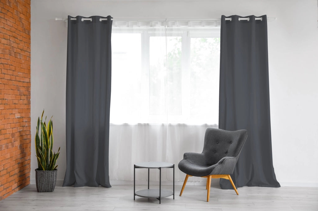 Tenda Semioscurante 140 x 290 Cm Moderne Con Occhielli  Piombo - 1 Tenda