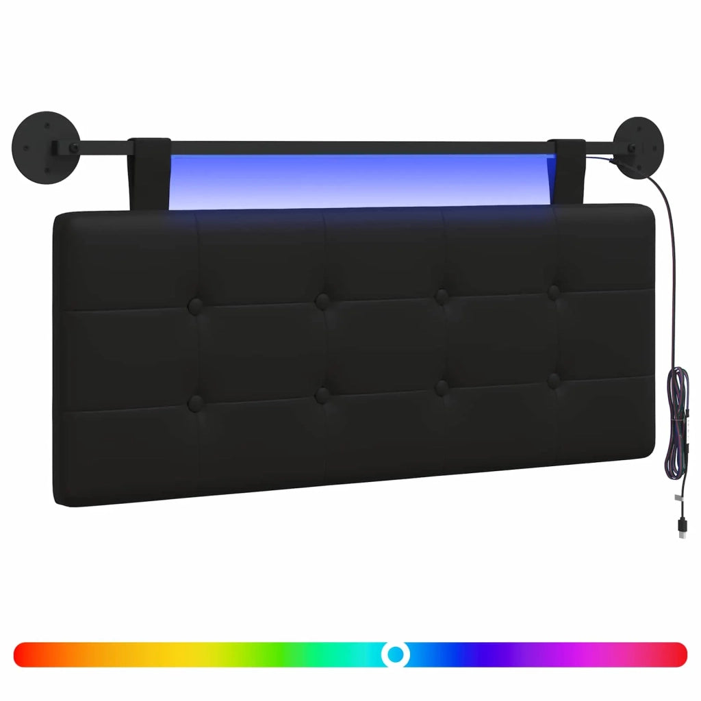 Testiera sospesa Con luce LED Nero Similpelle
