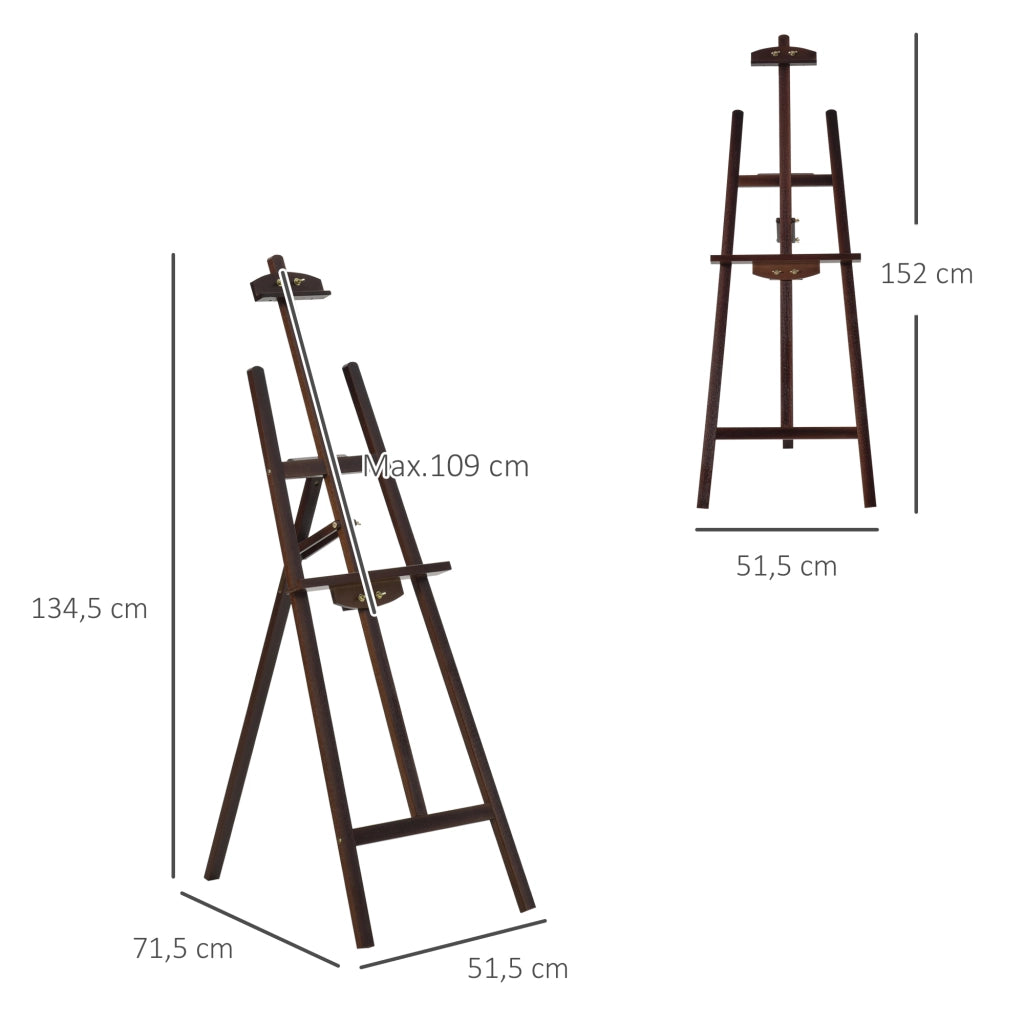 Tavolo da pittura regolabile 75¡ã con treppiede e pennello ¨C zephmum ¨C 51,5x71,5x134,5 cm marrone