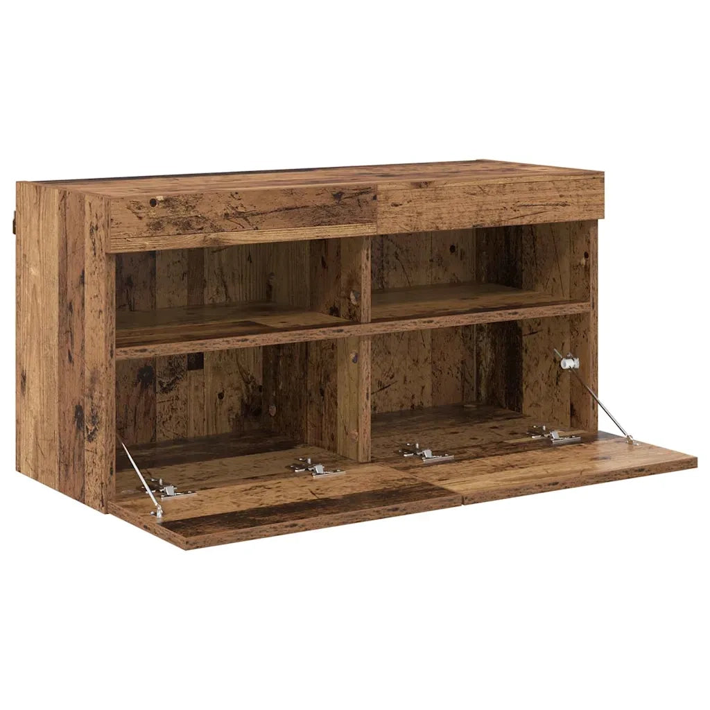 Mobile TV da Parete | Armadietto TV | Mobile Porta TV con LED Legno vecchio 80 x 30 x 40 cm