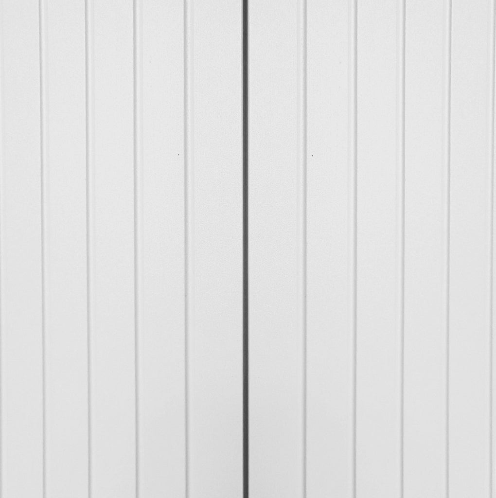 Credenza a 3 ante con ripiani regolabili; MDF e metallo; bianco