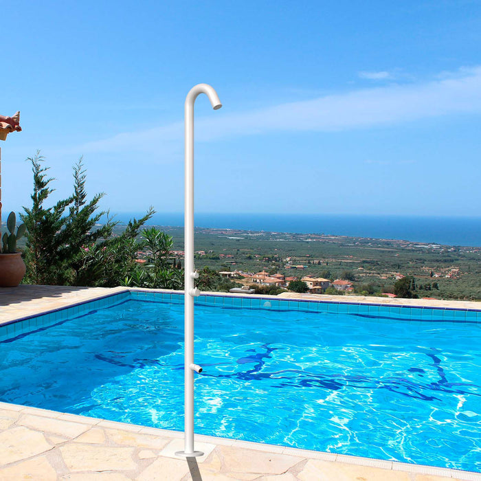 Doccia da Giardino in Acciaio Inox con Soffione Stretto e Lavapiedi Sined Quartu Bianco