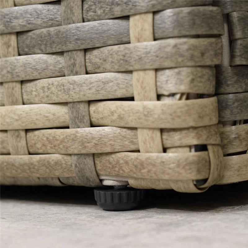 SET MOBILI DA GIARDINO 6 PEZZI IN RATTAN CON DIVANI, POLTRONE E TAVOLI CONTENITORE, BEIGE
