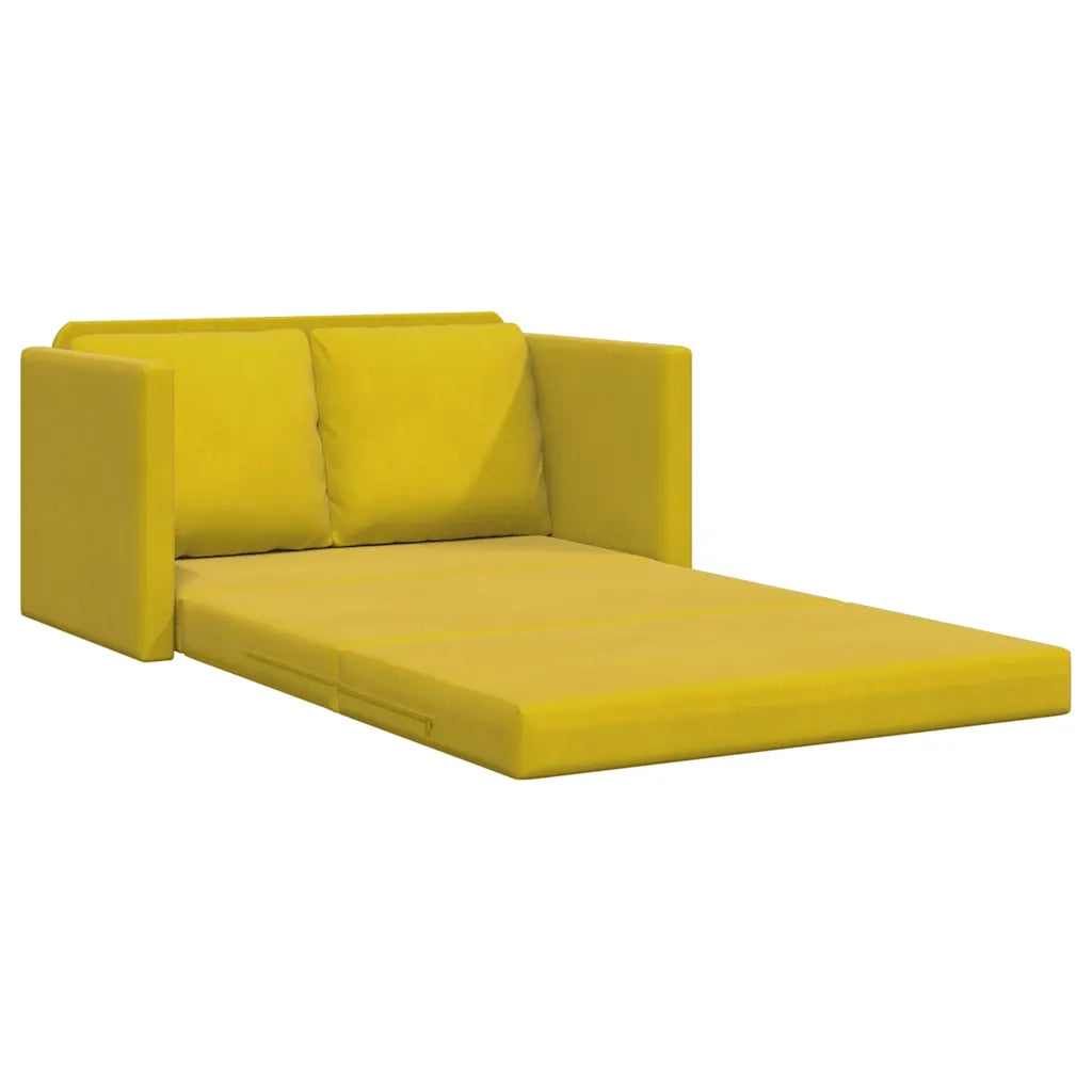 Divano Letto da Terra 2 in 1 Giallo Scuro 122x204x55 cm Velluto 353963