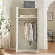 Armadio Guardaroba Finning con Ante a Persiana 176 x 80 x 52 cm Bianco [en.casa]