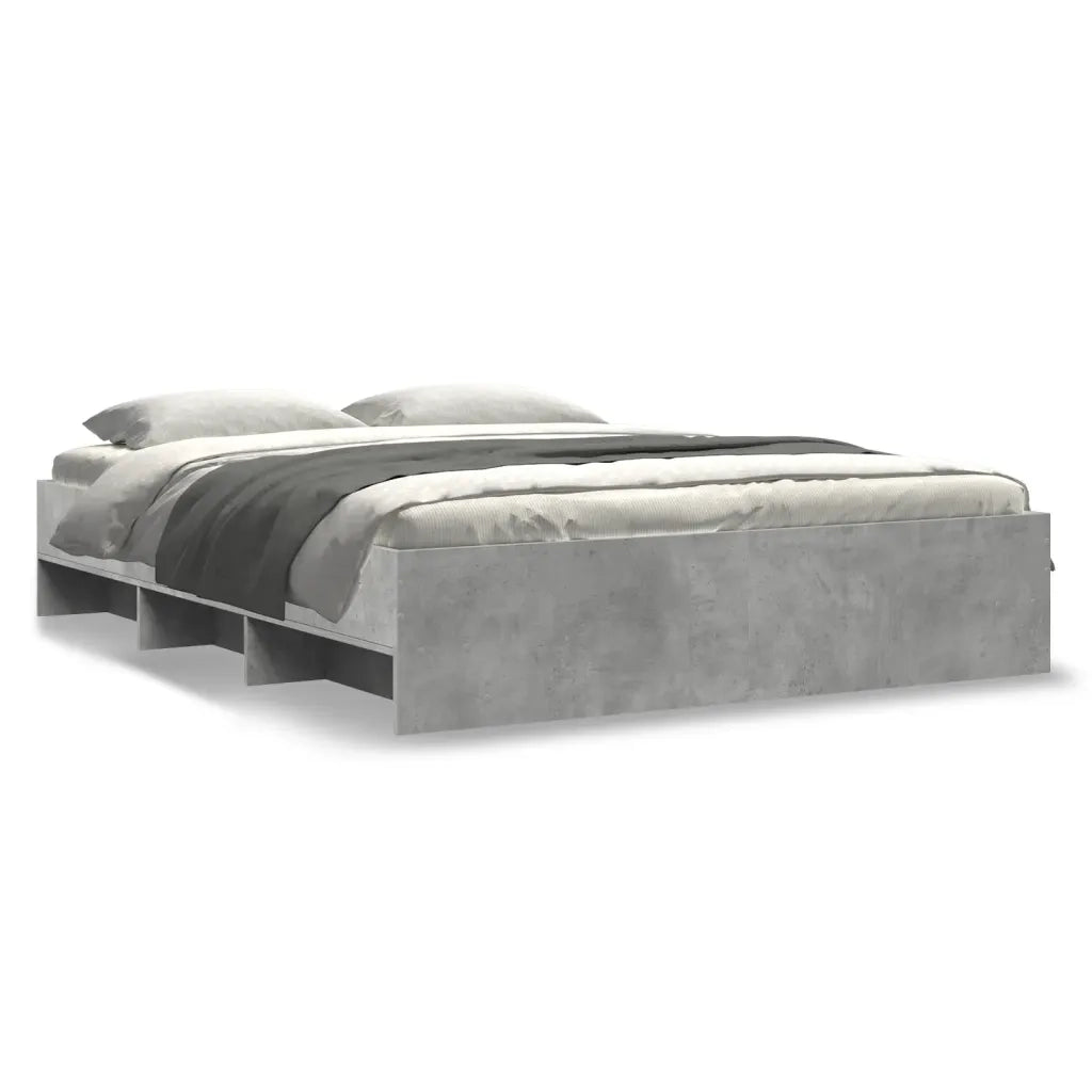Letto matrimoniale | Letto per adulti | Giroletto Grigio Cemento 150x200 cm in Legno Multistrato