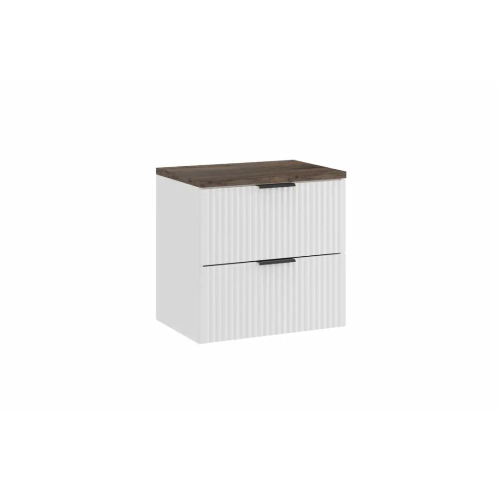 Set da bagno NOXERA 60 cm – Mobile sottolavabo sospeso bianco alpino effetto legno di abete con piano per lavabo
