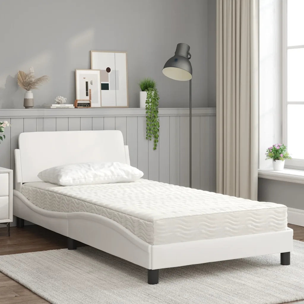 Letto con Materasso Dover Bianco 100x200 cm in Similpelle