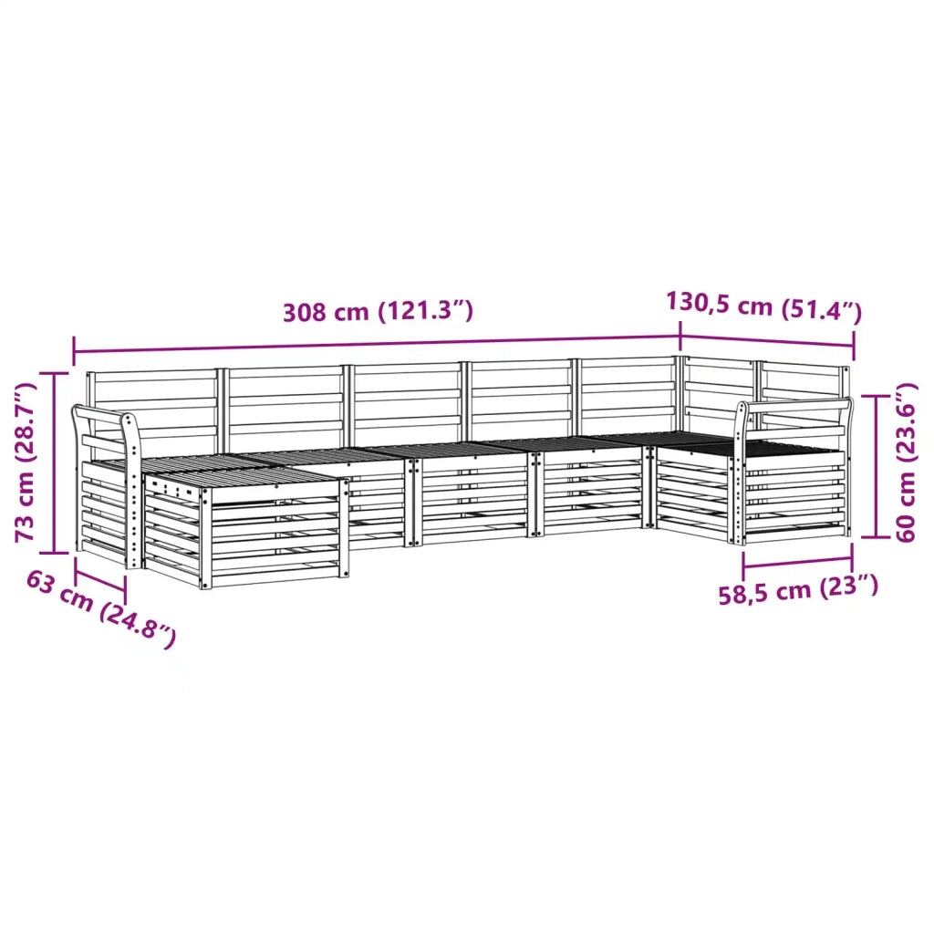 Set divani 7 pcs Naturale Legno di Acacia Massello 3375169