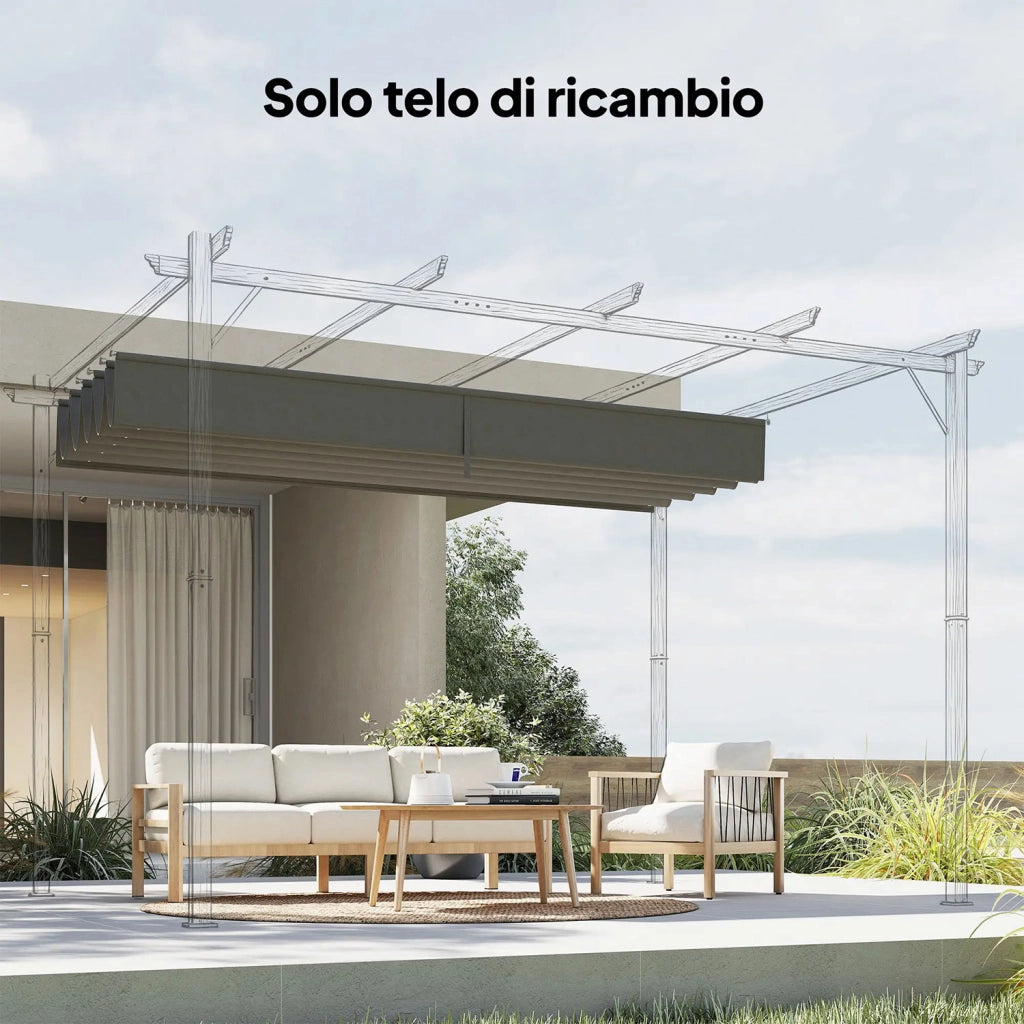Tetto di Ricambio per Gazebo 3x3 m con 10 Fori di Drenaggio in Poliestere Grigio Chiaro