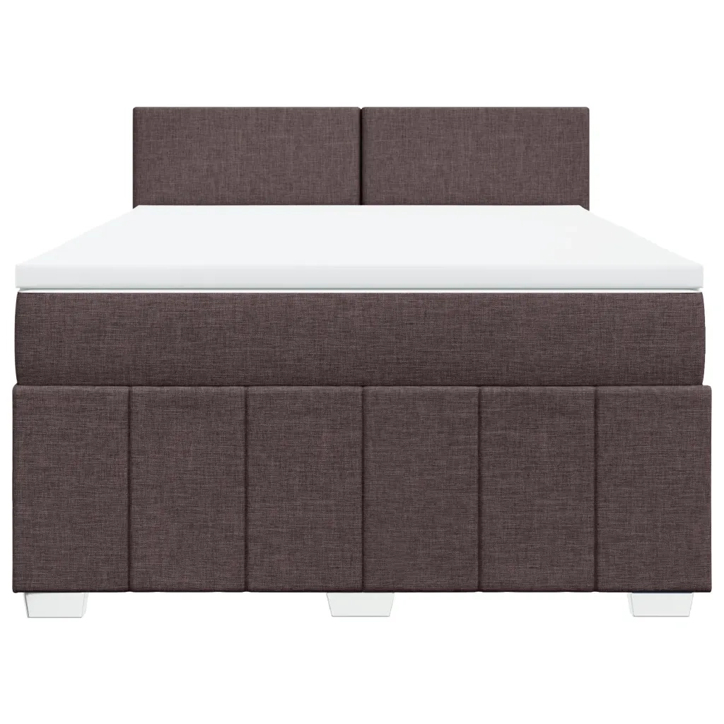 Giroletto a Molle con Materasso Marrone Scuro 140x200cm Tessuto