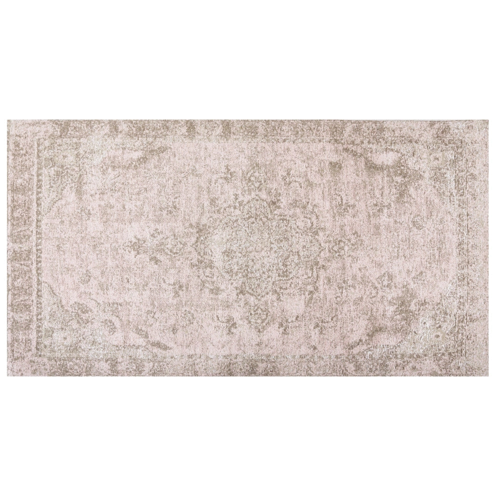 Tappeto in cotone rosa 80 x 150 cm con effetto invecchiato stile orientale camera da letto soggiorno