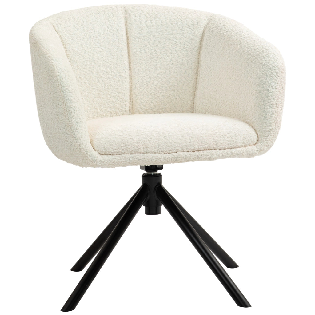POLTRONA girevole 58,5x59x78,5 cm in poliestere bianco crema