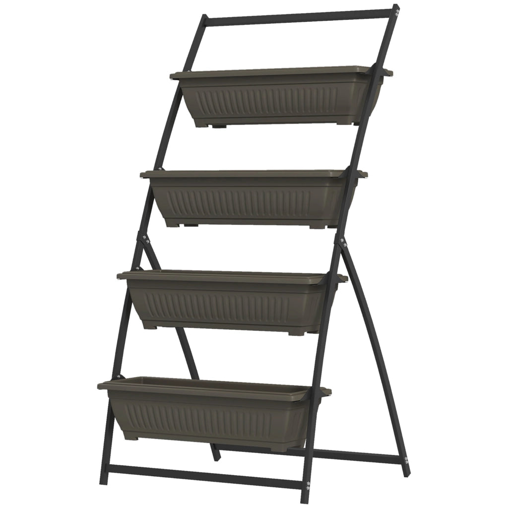 Portafiori a 4 livelli in acciaio verniciato, marrone, 76 x 79 x 162 cm