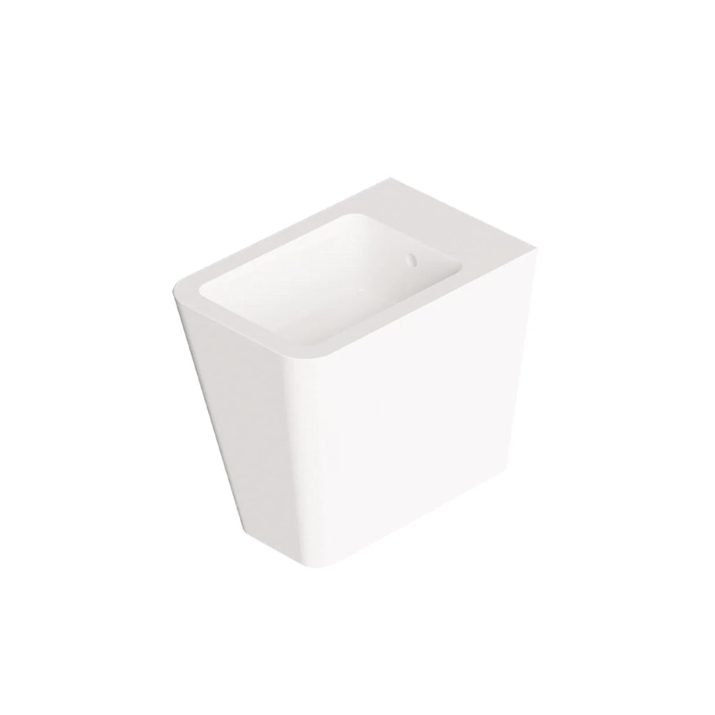 Coppia Di Sanitari Alice Ceramica Da Terra Filo Muro Senza Brida Bianco Lucido "Hide Square"