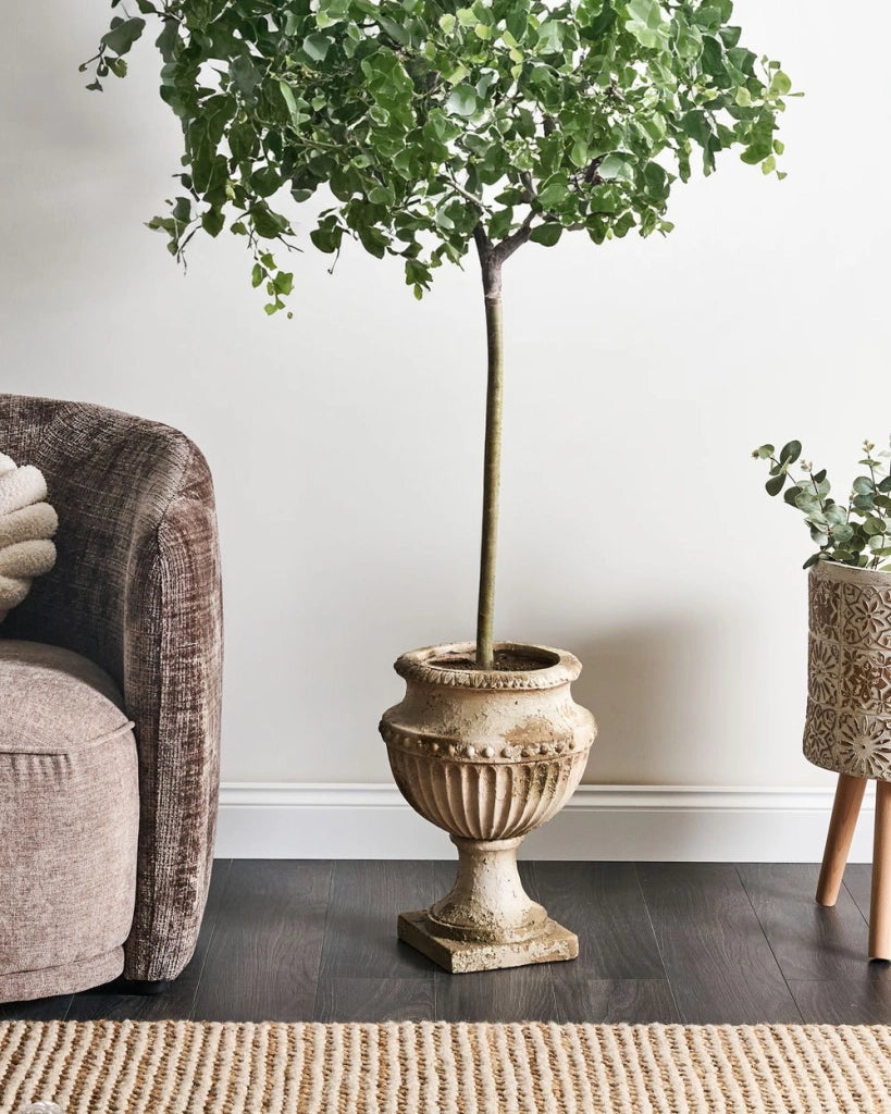 Vaso per piante Beige Distressed MgO Stile Vintage Look Antico Vaso per interni e per esterni