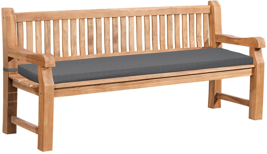 Panchina da Giardino in Teak Jackson con Cuscino grigio scuro,186x48x8 cm